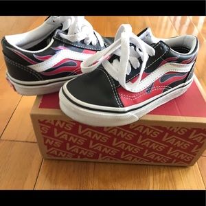 Old Skool Vans (Moro Flame) Black/Racing